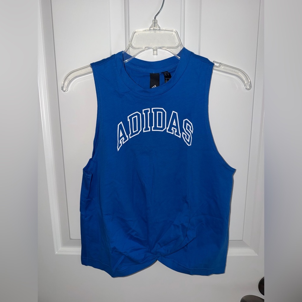 NWT Women’s Adidas Logo Royal Blue Sleeveless Athletic Knot Tank